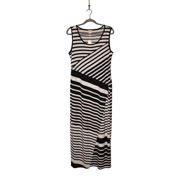 CHICO'S NEW $119 Knit Kit Diagonal Striped Maxi Dress Black/White 1 / Medium - Picture 1 of 3